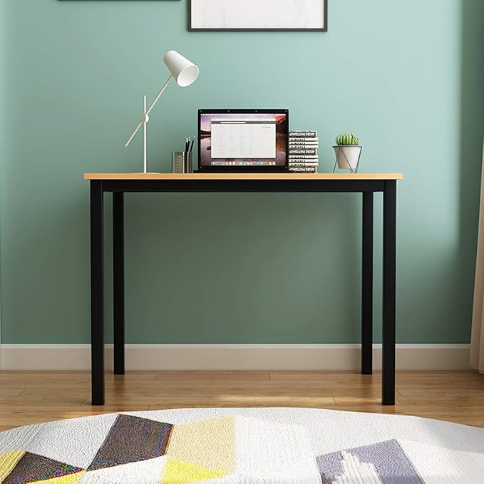 SogesGame Small Computer Desk, 39.4 inches Small Office Desk Computer Table Study Writing Desk Workstation for Home Office,Teak Black