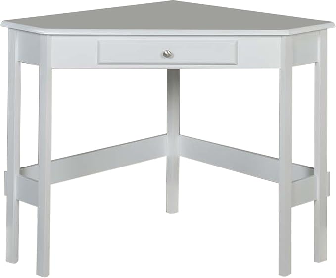 Kings Brand Furniture - Hastings Wood Home & Office Corner Desk with Drawer, White