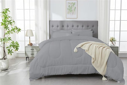 3 Piece Solid Color All Season Bedding Comforter Set Microfiber Soft Lightweight Bedding Set for Kids Teens Adults Room Decor with 1 Comforter and 2 Pillowcases Twin