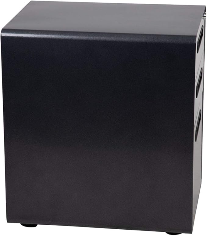 Flash Furniture Wren Ergonomic 3-Drawer Mobile Locking Filing Cabinet with Anti-Tilt Mechanism and Hanging Drawer for Legal & Letter Files, Black