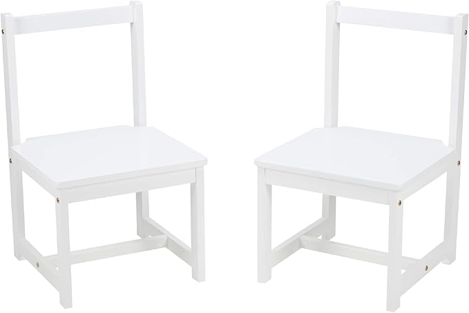 Amazon Basics Solid Wood Kids Activity Chair Set, 23.8-Inch Height - 2-Pack, White