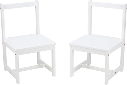 Amazon Basics Solid Wood Kids Activity Chair Set, 23.8-Inch Height - 2-Pack, White