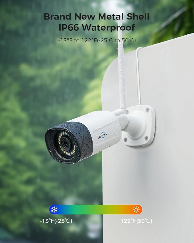 Hiseeu Wireless Security Camera System, 5MP WiFi Camera for Home Security, WiFi-Pro 8 Cam-Kit,16CH, 2-Way Audio, Color Night Vision, IP66 Waterproof, 3TB Storage, 24/7 Recording, No Monthly Fees