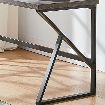 HSH Wood and Metal Home Office Computer Desk, Industrial Writing Study Table Workstation,Grey Laptop PC Desk, Wooden Computer Table, Gray Oak 47 Inch