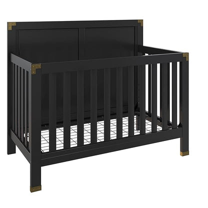 Baby Relax Miles 5-in-1 Convertible Crib, Solid Pine Wood, Black