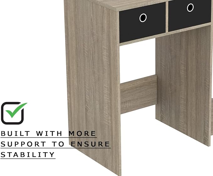 Safdie Small Computer Space-Saver Writing 2 Storage Drawers-Sturdy Study, Work Table-Compact Home, Living, Dorm Room,Bedroom, Office Modern Student, Gamer Desk, One Size, Dark Taupe