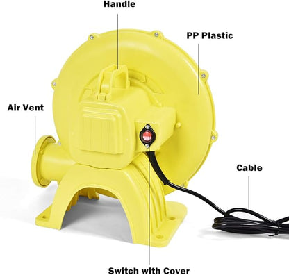COSTWAY Bounce House Blower for Inflatable Bounce House Bouncy Castle,Yellow/Green