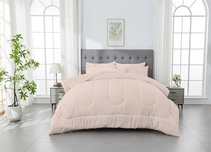 3 Piece Solid Color All Season Bedding Comforter Set Microfiber Soft Lightweight Bedding Set for Kids Teens Adults Room Decor with 1 Comforter and 2 Pillowcases Full