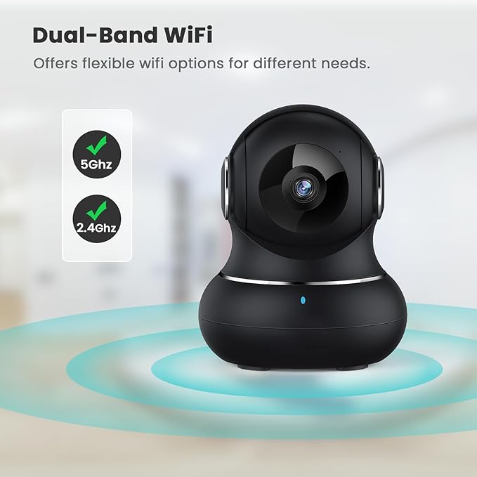 litokam 5ghz Indoor Security Camera, 5MP Cameras for Home Security with 5G/2.4G Dual-Band, Pet Cam with Phone App, AI Motion/Cry Detection, 360 Auto Tracking, Night Vision, Support NVR/Alexa