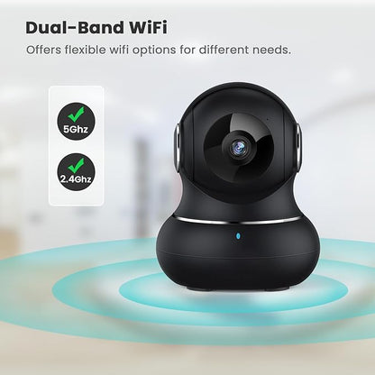 litokam 5ghz Indoor Security Camera, 5MP Cameras for Home Security with 5G/2.4G Dual-Band, Pet Cam with Phone App, AI Motion/Cry Detection, 360 Auto Tracking, Night Vision, Support NVR/Alexa