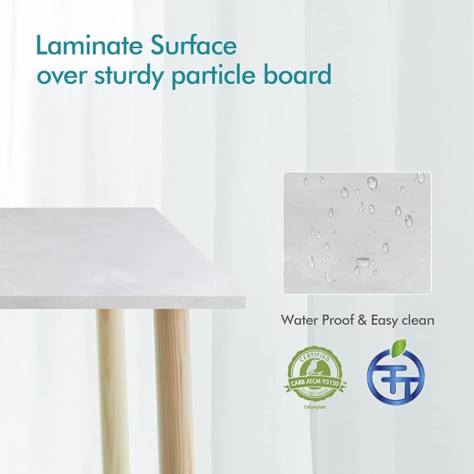 Kaboon Universal Tabletop 59.1"x23.62", Solid One-Piece Melamine Table Top, Double Desk L-Desk DIY, Home and Office Countertop, White Rock