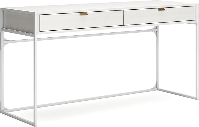 Signature Design by Ashley Deznee Modern Home Office Desk with 2 Drawers, White