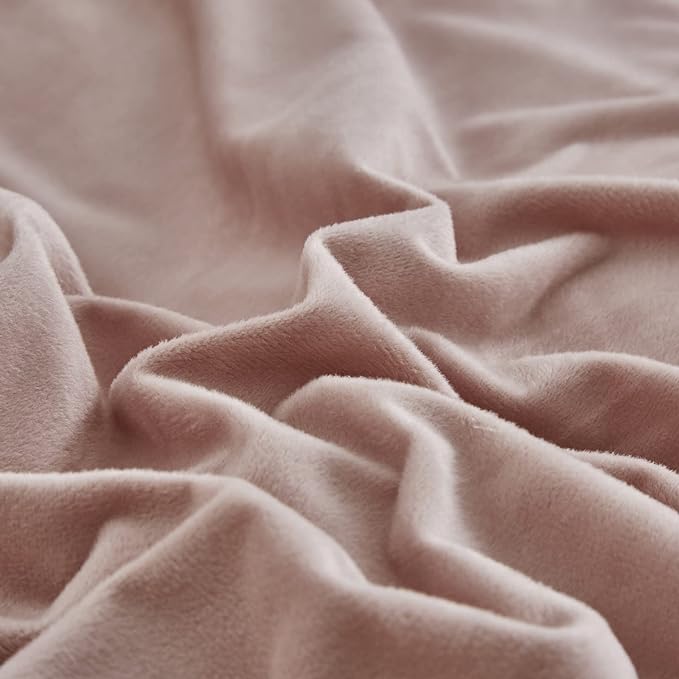Wellboo Pink Velvet Comforter Sets California King Women Girls Blush Pink Cal King Bedding Comforters Cute Dusty Pink Adults Winter Quilt Solid Light Red Fluffy Flannel Quilt Bean Pink Fuzzy Plush Bed