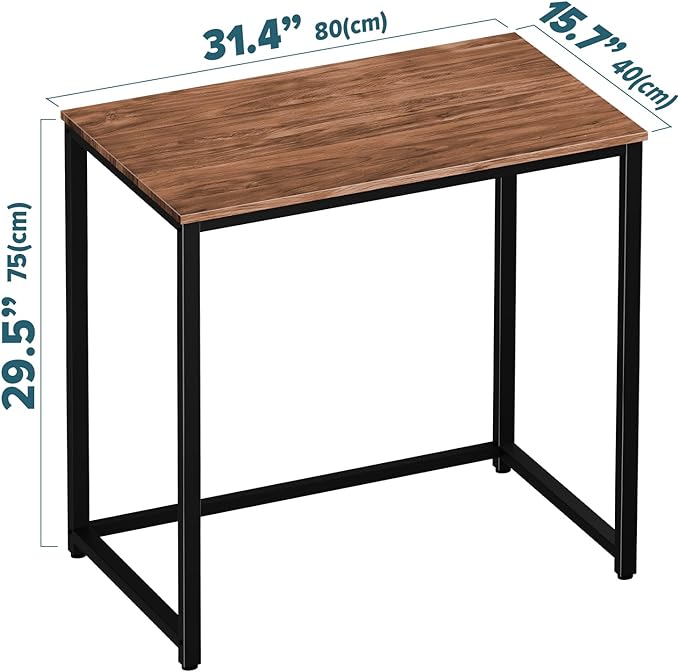 SINPAID Small Computer Desk 31.5 inches Desk for Small Spaces Sturdy Home Office Desk Modern Gaming Desk Study Writing Laptop Table, Brown