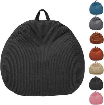 Bean Bag Chairs Cover (No Filler), Bean Bag Cover, Bean Bag for Adults, Kids, Teens-Large 4FT Black Bean Bag chairs