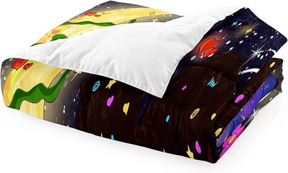 Black Girl Comforter Set Twin - 2Pcs Black Girl Twin Comforter Set for Girls, Twin Size Black Girls Bedding Set, Ultra Soft Breathable Starry Moon Prints Kids Comforter Set with 1 Pillowcase