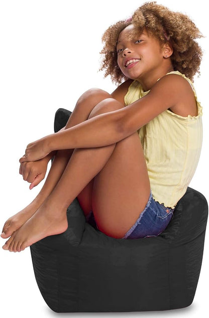 Posh Creations Bean Bag Structured Seat for Toddlers and Kids, Comfy Chair for Children, Pasadena, Black