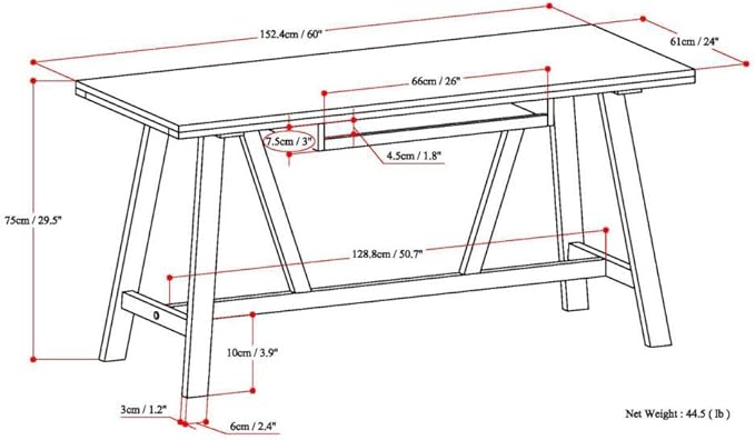 SIMPLIHOME Dylan SOLID WOOD Modern Industrial 60 inch Wide Home Office Desk, Writing Table, Workstation, Study Table Furniture in Black