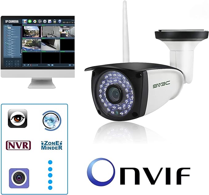 SV3C 2 Pack 5MP Outdoor Home Security Cameras, Dual Band 2.4G 5GHZ WiFi Camera, Onvif IP Cam with Human Motion Detect, RTSP Browser View, 2-Way Audio, SD Card Record, Metal Shell Waterproof, LAN Port