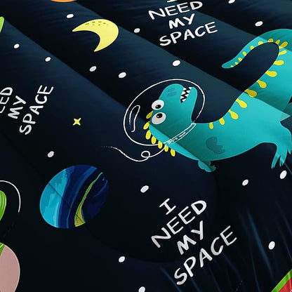 Datura home Dinosaur Space Dinos Comforter Bedding Set for Boys Kids Children,Celestial Bodies Colorful Dinosaur Print Bedding Set with 1 Comforter and 2 Pillowcases(Dinosaur Full)