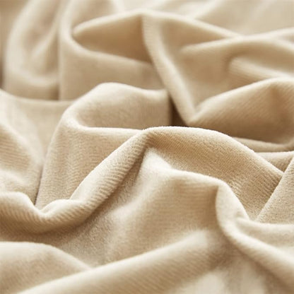 Wellboo Beige Velvet Comforter Sets Full Solid Cream Coffee Fluffy Bedding Comforters Luxury Champagne Flannel Quilts Women Men Light Taupe Fuzzy Blankets Modern Minimalist Khaki Tan Sherpa Plush Bed