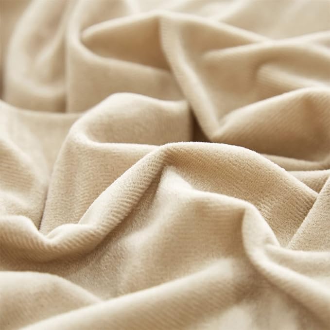 Wellboo Light Brown Velvet Comforter Sets California King Solid Beige Coffee Fluffy Bedding Comforters Cal King Women Men Plain Taupe Flannel Quilts Modern Champagne Fuzzy Comforters Khaki Plush Bed