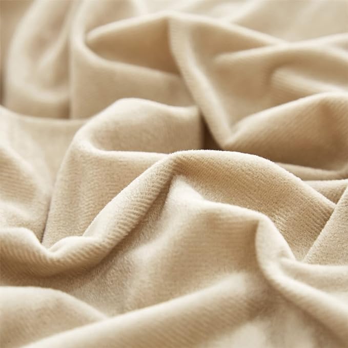 Wellboo Beige Velvet Comforter Sets Queen Solid Cream Coffee Fluffy Bedding Comforters Luxury Champagne Flannel Quilts Women Men Light Taupe Fuzzy Blankets Modern Minimalist Khaki Tan Sherpa Plush Bed