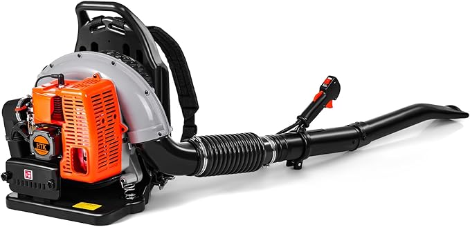 HTK 63CC Gas Backpack Leaf Blower - 2-Stroke Engine, High-Velocity 665CFM, Ergonomic & Low-Vibration, Cruise Control, Ideal for Year-Round Yard Maintenance (63CC Backpack Blower)