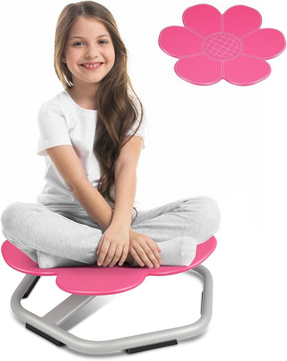 Petal Kids Swivel Chair, Seat and Spinning Chair, Body Coordination Training Chair, Rose Red Non Slip Sensory Toys 360° Spinning Chair for Autistic Kids Aged 3+, Improving Toddler's Physical Fitness