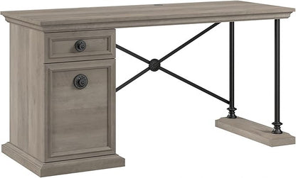 Bush Furniture Coliseum Designer Desk with Storage, Home Office Computer, 60W, Driftwood Gray