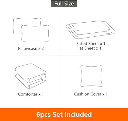 6 Pieces Gaming Bedding Set Full Size for Boys Gamer Comforter Set for Boys Girls Kids Teens 6 Piece Bed in A Bag Video Game Bedding for Gamer Room Decorative Full08