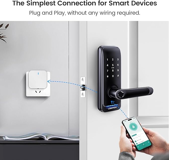 Wi-Fi Gateway for Tuya Smart Door Lock, Wi-Fi Bridge for Bluetooth Lock Remotely Control with Tuya/SmartLife App, Gateway Smart Hub Remote Control for Door Locks