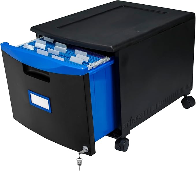 Storex 61269A01C File Cabinet, 1-Pack, Black/Blue
