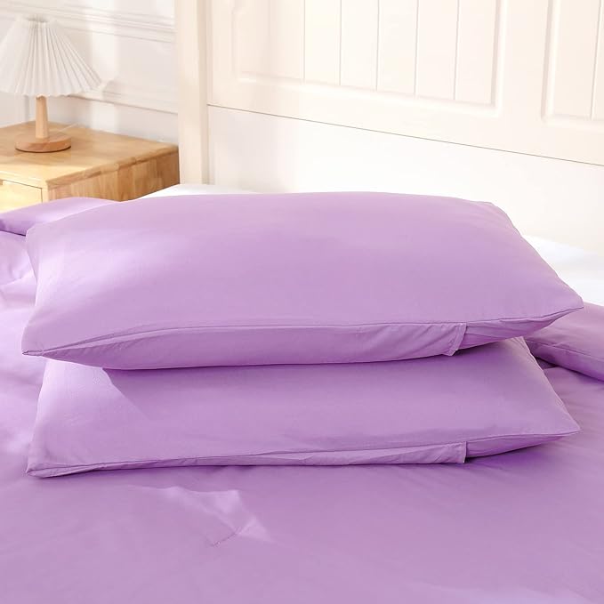 Lavender Purple Comforter King Size, Modern Bedding Set for Girls/Women, Cute Soft & Lightweight Chic Microfiber Bed Sets, 3 pcs-1 Comforter & 2 Pillowcases (104"x90")