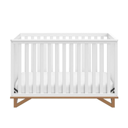 Storkcraft Santa Monica 5-in-1 Convertible Crib (White with Vintage Driftwood) – GREENGUARD Gold Certified, Modern Design, Two-Tone Baby Crib, Converts to Toddler Bed, Daybed and Full-Size Bed