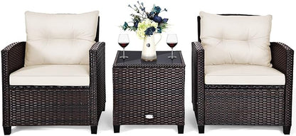 3 PCS Patio Furniture Set, OneSize, White