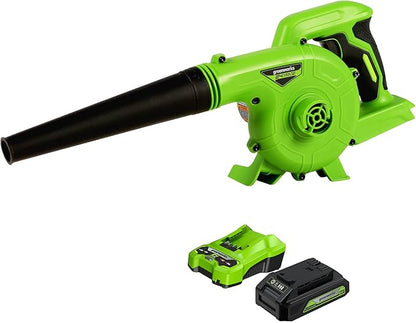 Greenworks 24V (90 MPH / 180 CFM / 125+ Compatible Tools) Cordless Shop Blower, 2.0Ah Battery and Charger Included