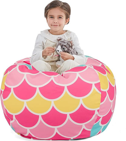 Nobildonna Stuffed Animal Storage Bean Bag Chair Cover Only for Kids Girls Toddler, Large Beanbag Chair Without Filling for Organizing Children Soft Plush Toys