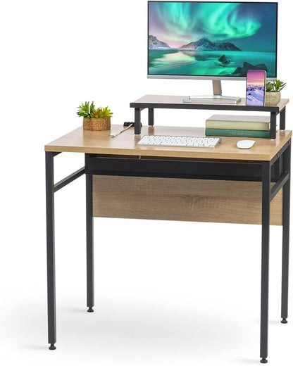 IRIS OWDN-8862 Computer Desk with Organizer, Monitor Stand, and Cable Tray, 31" - Rustic, Wood