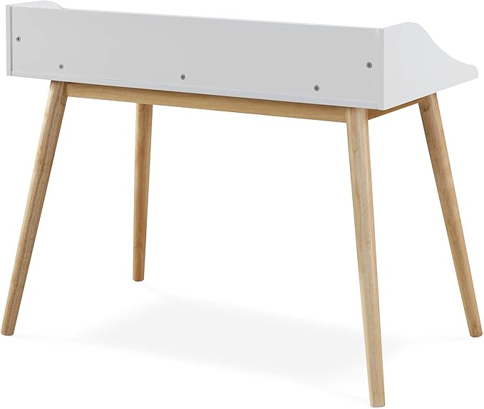 Alton Writing Computer Desk, Laptop PC Workstation, Retro Simple Study Table for Home Office, White