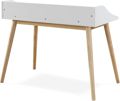 Alton Writing Computer Desk, Laptop PC Workstation, Retro Simple Study Table for Home Office, White