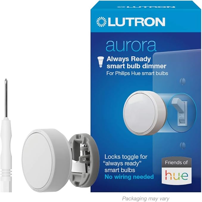 Lutron Aurora Smart Bulb Dimmer Switch with Screwdriver | for Philips Hue Smart Bulbs | Z3-1BRL-WH-L0-A | White