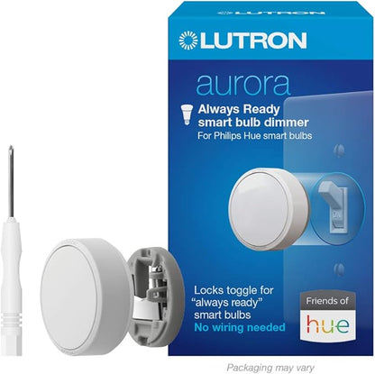 Lutron Aurora Smart Bulb Dimmer Switch with Screwdriver | for Philips Hue Smart Bulbs | Z3-1BRL-WH-L0-A | White