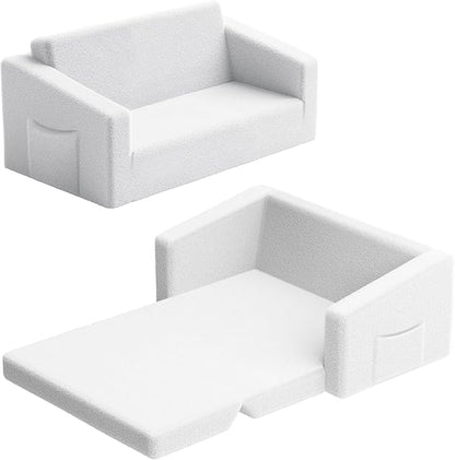 Extra Wide 2 Seater Kids Couch, 2-in-1 Toddler Chairs for Boys & Girls, Kids Sofa with Storage, Comfortable Mini Couch for Kids, Fun Kids Lounge Chair, Toddler Furniture,Children's Gifts(white)