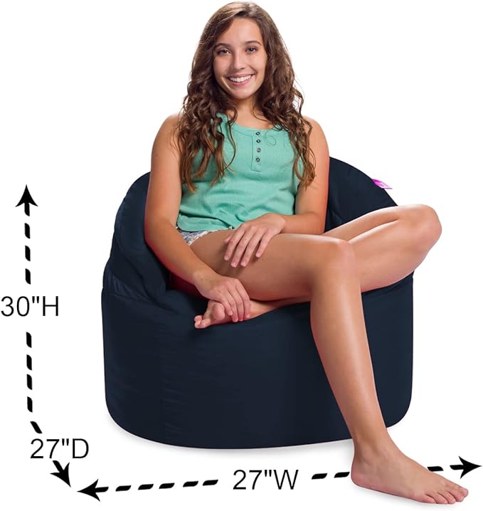 Posh Creations Structured Comfy Bean Bag Chair for Gaming, Reading, and Watching TV, Sonoma Lounge, Microsuede - Navy, Microsuede - Navy Blue