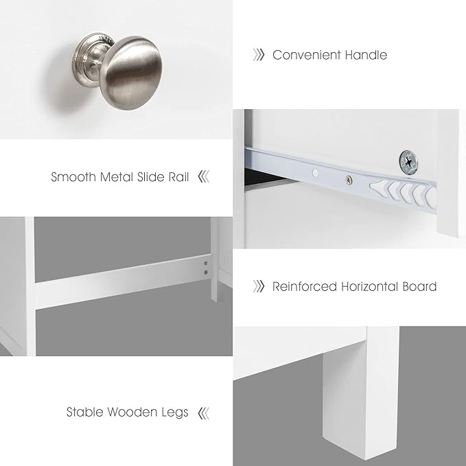 3-Drawer Computer Desk, White