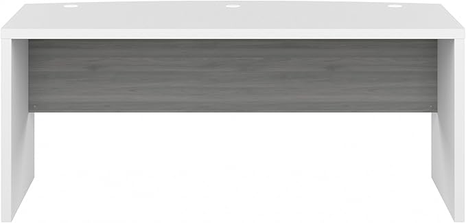Bush Business Furniture Echo Bow Front Desk, 72W, Pure White and Shiplap Gray