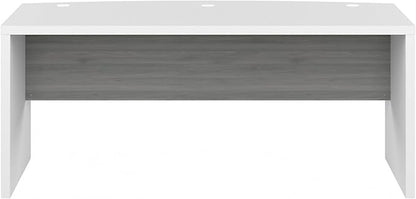 Bush Business Furniture Echo Bow Front Desk, 72W, Pure White and Shiplap Gray