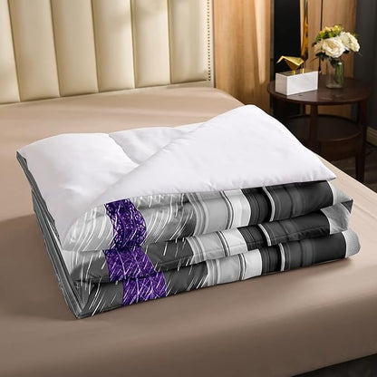 Erosebridal Purple Eiffel Tower Comforter Set Full,vintage France Paris Bedding Set for Girls Teens Women Retro City Building Down Comforter Romantic Rainy Day Quilt Set 2 Pillow Cases Bedroom Decor