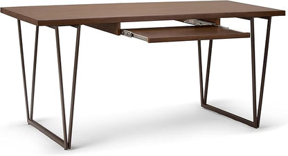 SIMPLIHOME Ryder SOLID WOOD and Metal 66 inch Wide Home Office Desk, Writing Table, Workstation, Study Table Furniture in Natural Aged Brown